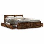 vidaXL Cadre de lit et tête de lit sans matelas chêne fumé 120x200 cm