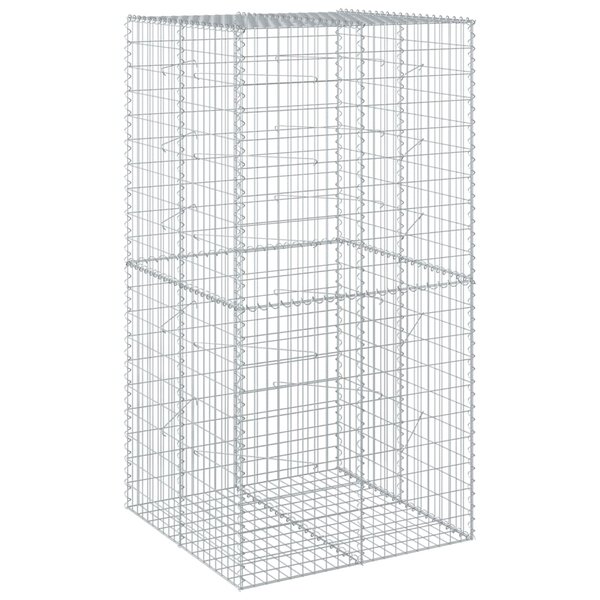 vidaXL Panier gabion avec couvercle 100x100x200 cm fer galvanisé