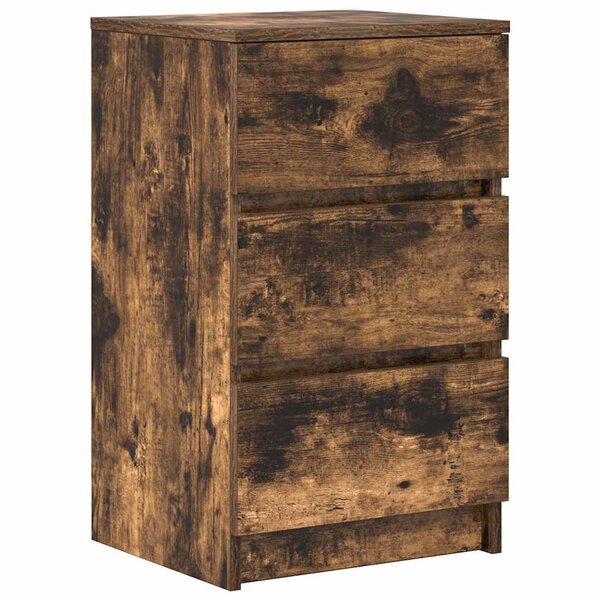 vidaXL Table de chevet avec 3 tiroirs chêne fumé 39x35x65 cm
