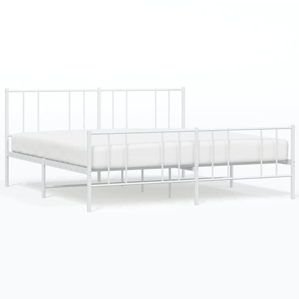 vidaXL Cadre de lit métal avec tête de lit/pied de lit blanc 183x213cm