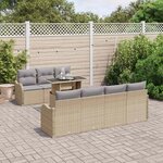 vidaXL Ensemble de canapé de jardin 8 Pièces Beige Poly Rattan