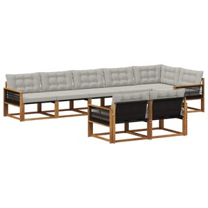 vidaXL Ensemble de canapés d'extérieur 8 pc Naturel et gris clair