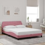 vidaXL Cadre de lit et tête de lit sans matelas rose 140x190cm velours