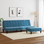 vidaXL Canapé-lit à 2 places avec repose-pied bleu velours