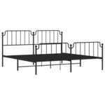vidaXL Cadre de lit métal avec tête de lit/pied de lit noir 193x203 cm
