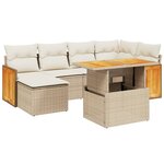 vidaXL Salon de jardin avec coussins 7 Pièces beige résine tressée
