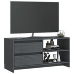 vidaXL Meuble TV Gris 80x31x39 cm Bois de pin massif