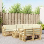 vidaXL Ensembles de canapés 9 Pièces Blanc et crème Bois d'Acacia Massif