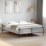 vidaXL Cadre de lit sonoma gris 160x200 cm bois d'ingénierie et métal