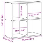 vidaXL Bibliothèque gris béton 68 5x32x68 5 cm bois d'ingénierie