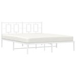 vidaXL Cadre de lit métal avec tête de lit blanc 150x200 cm