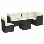 vidaXL Salon de jardin 7 Pièces avec coussins noir résine tressée