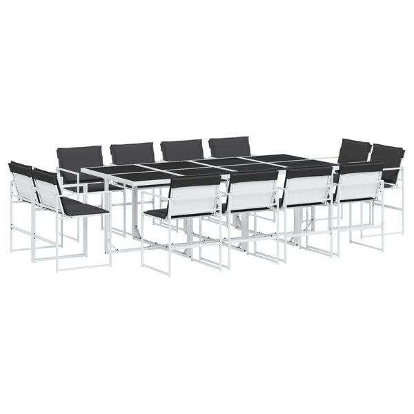 vidaXL Ensemble à manger de jardin avec coussins 13Pièces blanc textilène