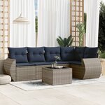 vidaXL Salon de jardin 6 Pièces avec coussins gris résine tressée