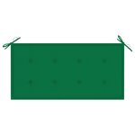 vidaXL Banc de jardin avec coussin vert 112 cm Bois de teck massif