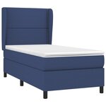 vidaXL Sommier à lattes de lit avec matelas Bleu 90x200 cm Tissu