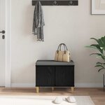 vidaXL Banc d'entrée avec coussin Chêne noir 60 x 38 x 46 cm