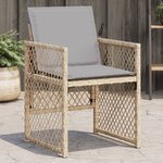 vidaXL Chaises de jardin avec coussins lot de 4 mélange beige