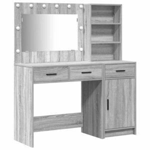 vidaXL Table de Toilette avec tiroir 2 Pièces Gris Bois d'ingénierie