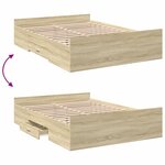 vidaXL Cadre de lit et tiroirs chêne sonoma 135x190 cm bois ingénierie