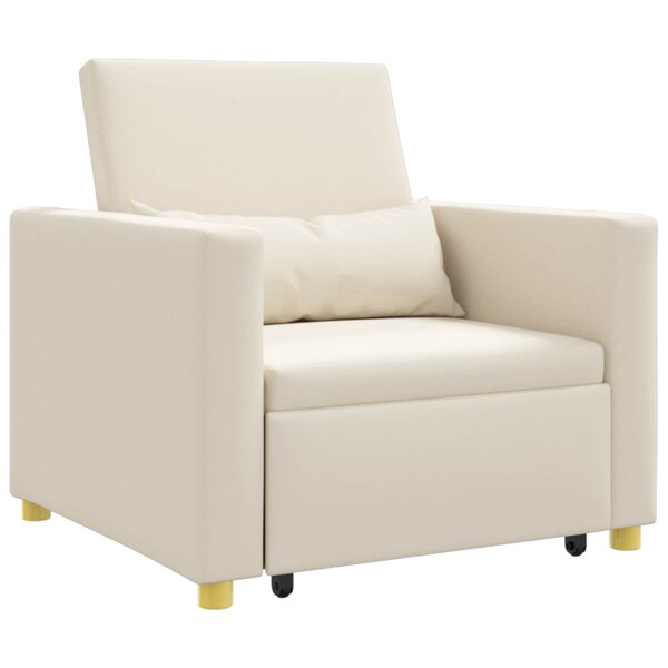 vidaXL Canapé-lit escamotable simple Blanc crème 90 x 165 x 87 cm