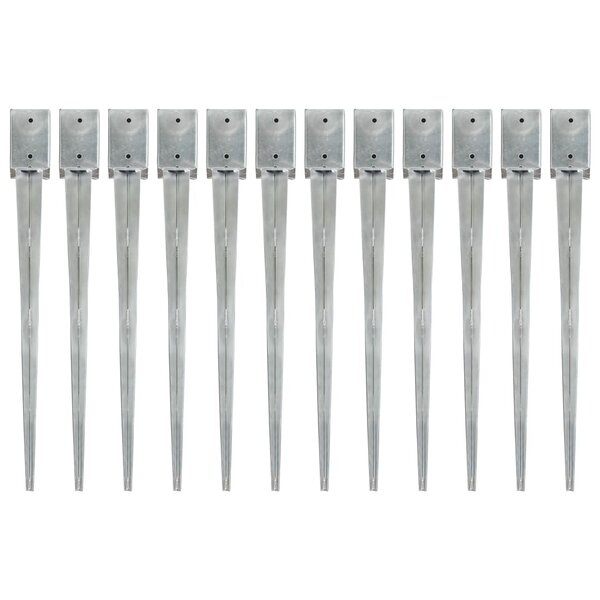 vidaXL Piquets au sol 12 Pièces Argenté 9x9x90 cm Acier galvanisé