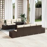 vidaXL Ensemble de canapé de jardin avec coussin 8 Pièces Marron  Crème