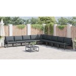 vidaXL Ensemble de canapé de jardin 9 Pièces Anthracite Acier