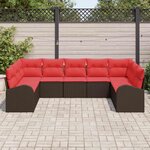 vidaXL Ensemble de canapé de jardin 9 Pièces Marron et rouge polyrotin