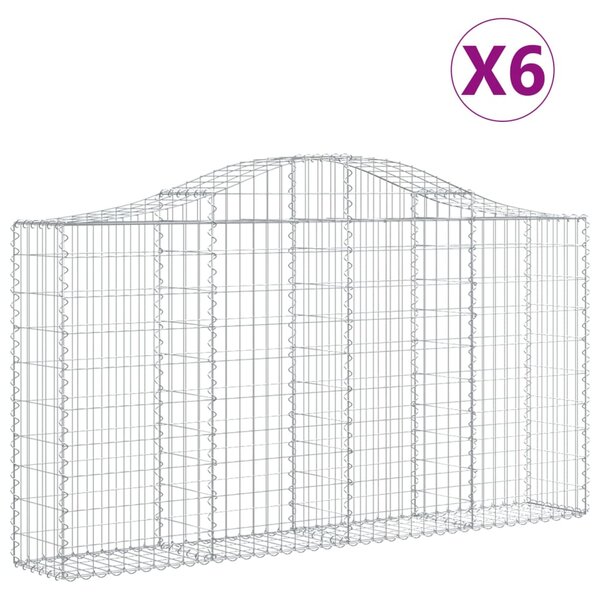 vidaXL Paniers à gabions arqués 6 Pièces 200x30x100/120 cm Fer galvanisé