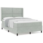 Lit Box Spring vidaXL avec Matelas Gris clair 140x190 cm Velours