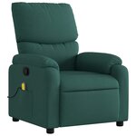 vidaXL Fauteuil inclinable de massage vert foncé tissu