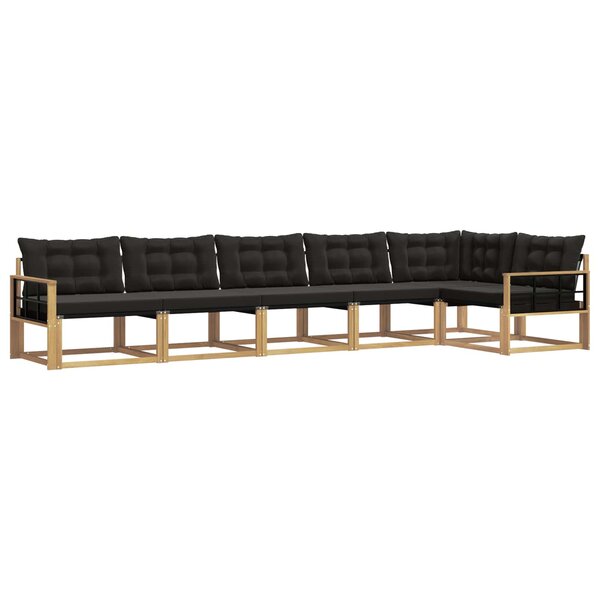 vidaXL Ensemble de canapés d'extérieur 6 pc Blanc et noir