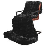 vidaXL Couverture en Fourrure de Lapin Synthétique Olite 4 Pièces Noir