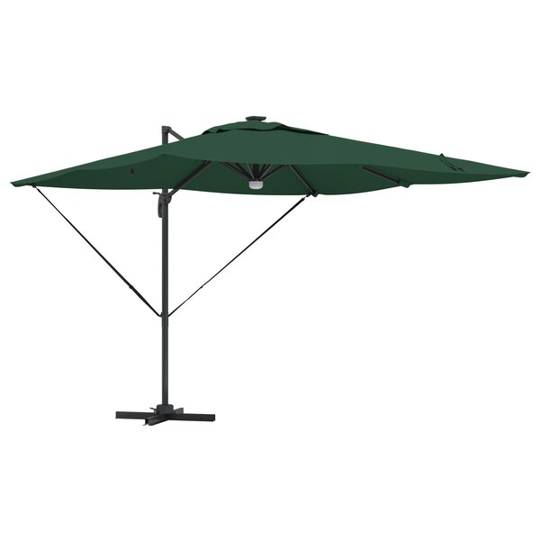 vidaXL Parasol déporté Roma avec LEDs Vert 286x285x270 cm Aluminium