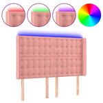 vidaXL Tête de lit à LED Rose 147x16x118/128 cm Velours