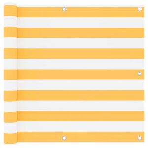 vidaXL Écran de balcon Blanc et jaune 90x300 cm Tissu Oxford