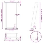 vidaXL Pieds de table console en U  2 pièces  anthracite  28 x (72-73) cm  acier