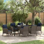 vidaXL Ensemble de salle à manger pour jardin 7 Pièces Gris polyrotin
