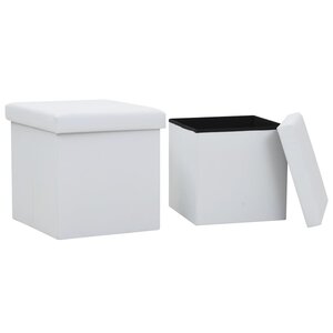 vidaXL Tabourets de rangement pliables lot de 2 blanc similicuir