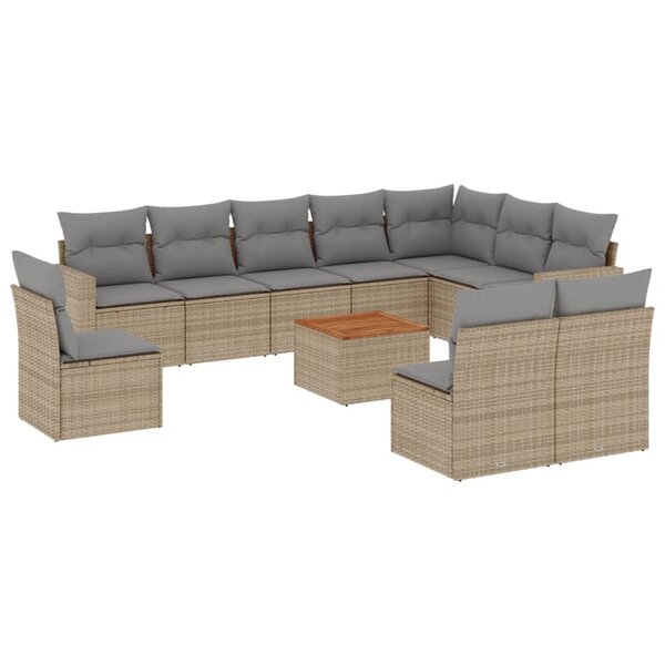 vidaXL Salon de jardin et coussins 11 Pièces mélange beige résine tressée