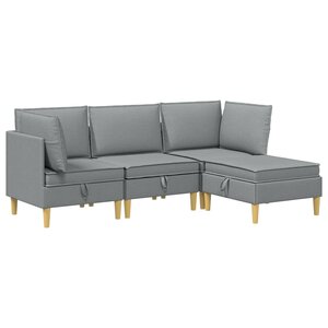 vidaXL Ensemble de meubles pour le salon 4 Pièces Gris clair Tissu