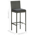vidaXL Ensemble de bar de jardin 5 Pièces et coussins Résine tressée Gris