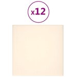 vidaXL Panneaux muraux 12 Pièces Crème 30x30 cm Velours 1 08 m²