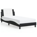 vidaXL Cadre de lit avec lumières LED noir blanc 100x200 cm similicuir