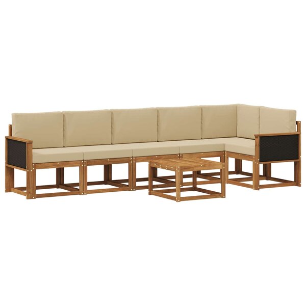 vidaXL Ensemble de canapés d'extérieur 7 pc Naturel et Beige Polyester