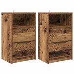 vidaXL Tables de chevet avec tiroir 2 Pièces Bois Ancien 40 x 30 x 467 cm