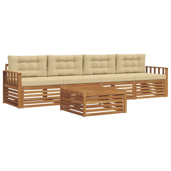 vidaXL Ensemble de canapés d'extérieur 5 pc Naturel et Beige