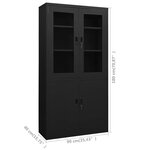 Armoire de bureau avec 3 étagères réglables rangement sécurisé 90 x 40 x 180 cm en acier noir 02_0046808