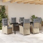 vidaXL Ensemble de salle à manger de jardin 7 pièces avec coussins - Beige - Poly Rattan